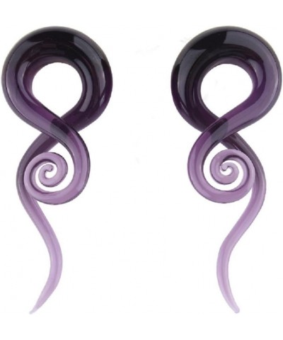 2Pcs Purple Ear Glass Spiral Tapers Plugs Tunnels Expander Hanger Gauges Earrings Stretching Body Piercings Jewelry 2g(6mm) $...