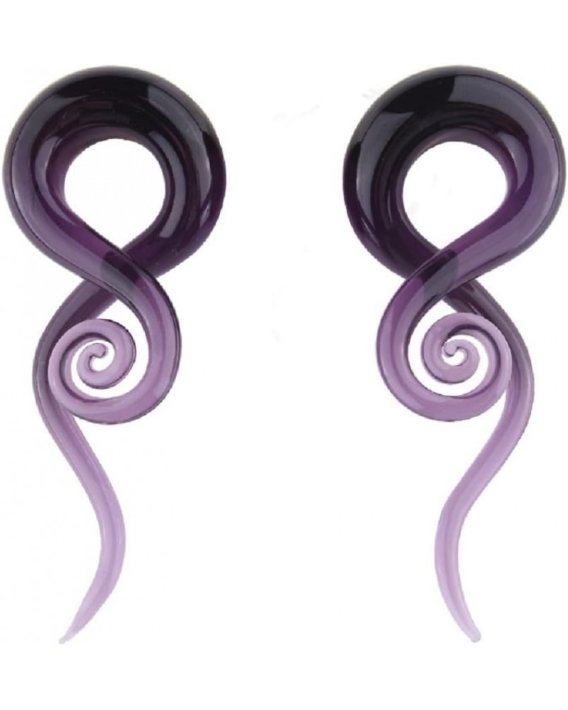 2Pcs Purple Ear Glass Spiral Tapers Plugs Tunnels Expander Hanger Gauges Earrings Stretching Body Piercings Jewelry 2g(6mm) $...