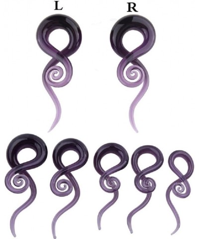 2Pcs Purple Ear Glass Spiral Tapers Plugs Tunnels Expander Hanger Gauges Earrings Stretching Body Piercings Jewelry 2g(6mm) $...