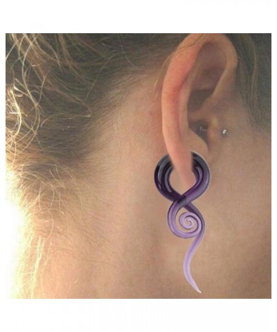 2Pcs Purple Ear Glass Spiral Tapers Plugs Tunnels Expander Hanger Gauges Earrings Stretching Body Piercings Jewelry 2g(6mm) $...