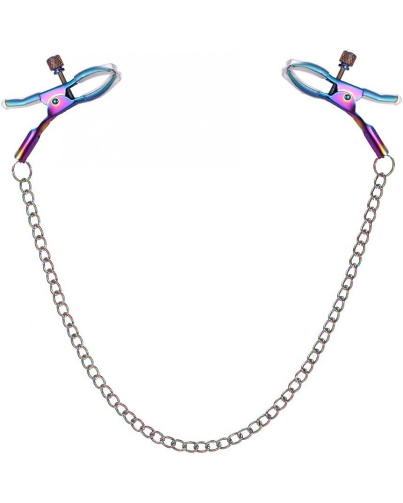 Stainless Steel Body Chain with Clamps Non Piercing Adjustable Body Chain Ring Red Pink Purple Colorful Body Chain Clip for W...