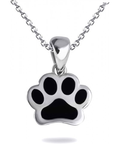 Fine 14k Gold Dog Paw Print Enamel Pendant Necklace White Gold 20.0 Inches $73.49 Necklaces