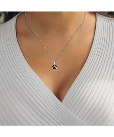 Fine 14k Gold Dog Paw Print Enamel Pendant Necklace White Gold 20.0 Inches $73.49 Necklaces