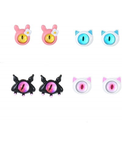 Enamel Little Monster Rings Cute Cat Stud Earrings Cartoon Resin Earrings Rabbit Finger Rings Adjustable Monster Open Rings A...