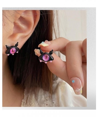 Enamel Little Monster Rings Cute Cat Stud Earrings Cartoon Resin Earrings Rabbit Finger Rings Adjustable Monster Open Rings A...