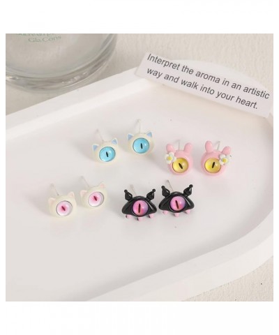 Enamel Little Monster Rings Cute Cat Stud Earrings Cartoon Resin Earrings Rabbit Finger Rings Adjustable Monster Open Rings A...