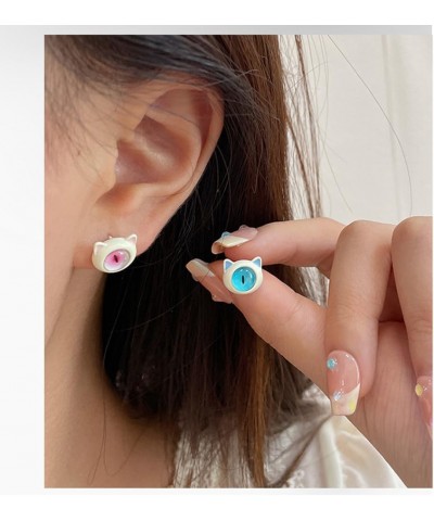 Enamel Little Monster Rings Cute Cat Stud Earrings Cartoon Resin Earrings Rabbit Finger Rings Adjustable Monster Open Rings A...