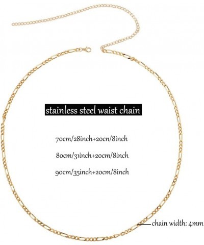 28-35 Inch Stainless Steel Waist Chains for Women 18K Gold Plated Bikini Belly Chains Body Chains Summer Beach Jewelry Adjust...