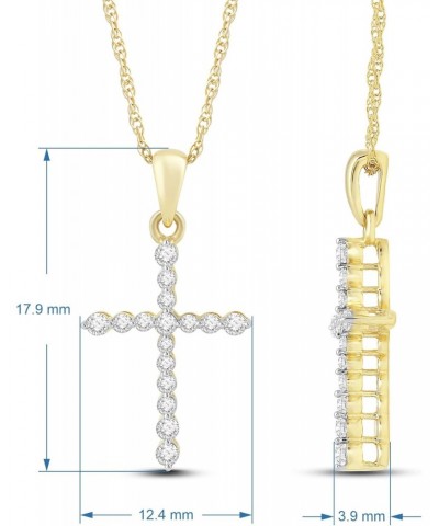 10K Yellow Gold 1/4 Cttw Natural White Round Diamond Cross Pendant Necklace 18" Rope Chain $82.00 Necklaces