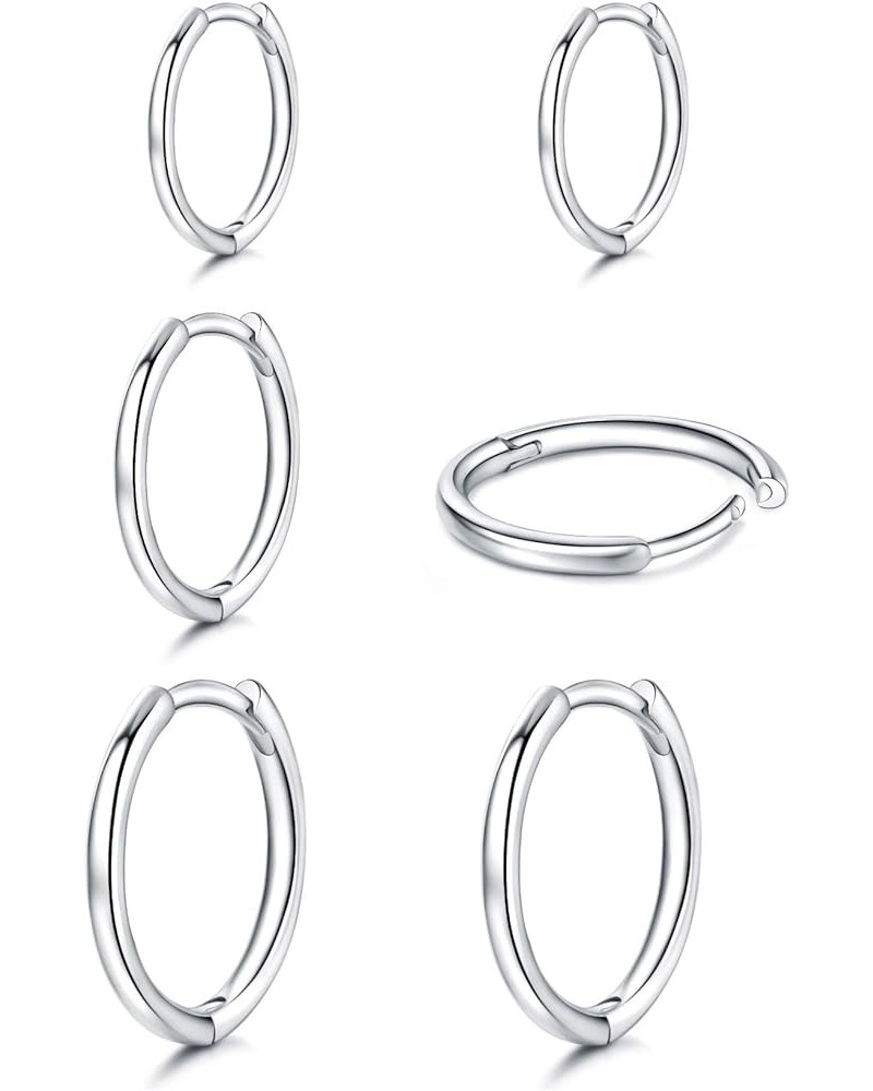 925 Sterling Silver Hoop Earrings for Women - 3 Pairs Hypoallergenic Lightweight Hoops Fashion Earrings Cartilage Earring Sma...