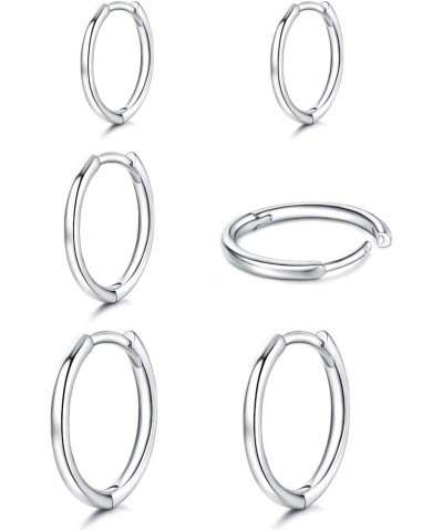 925 Sterling Silver Hoop Earrings for Women - 3 Pairs Hypoallergenic Lightweight Hoops Fashion Earrings Cartilage Earring Sma...