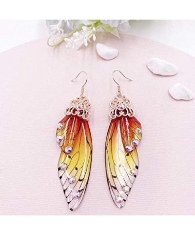 Handmade Fairy Simulation Wing Clip on Earrings Insect Butterfly Wing Non Pierced Rhinestone Ear Clips Romantic Bridal Jewelr...