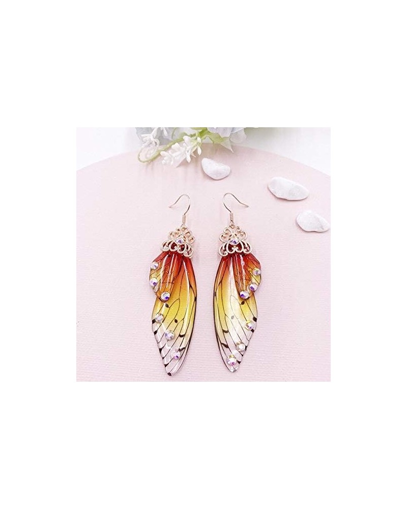 Handmade Fairy Simulation Wing Clip on Earrings Insect Butterfly Wing Non Pierced Rhinestone Ear Clips Romantic Bridal Jewelr...