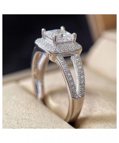 1.5 Carat (ctw) Princess Cut moissanite engagement rings for women Platinum Plated Silver ring moissanite rings Diamond Rings...