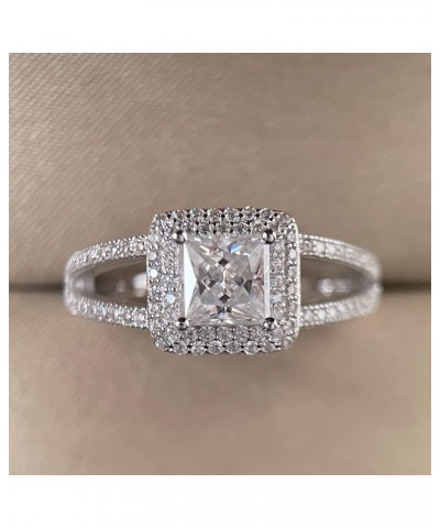 1.5 Carat (ctw) Princess Cut moissanite engagement rings for women Platinum Plated Silver ring moissanite rings Diamond Rings...