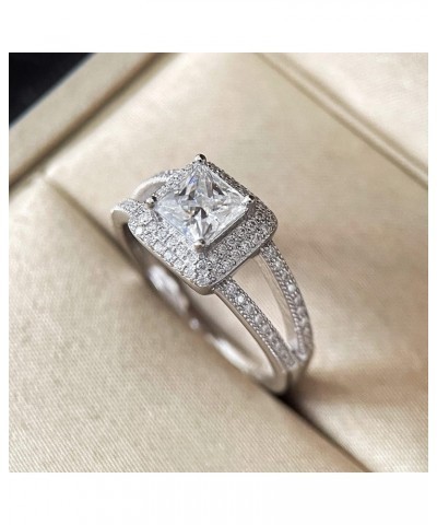 1.5 Carat (ctw) Princess Cut moissanite engagement rings for women Platinum Plated Silver ring moissanite rings Diamond Rings...