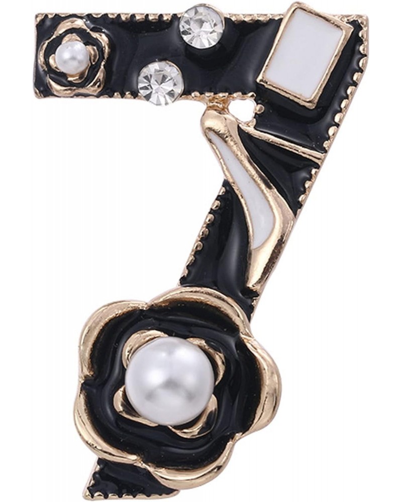 Unique Designed Imitation Pearl Rhinestone Number 7 Brooches Pins Lucky Charms For Women $8.99 Brooches & Pins