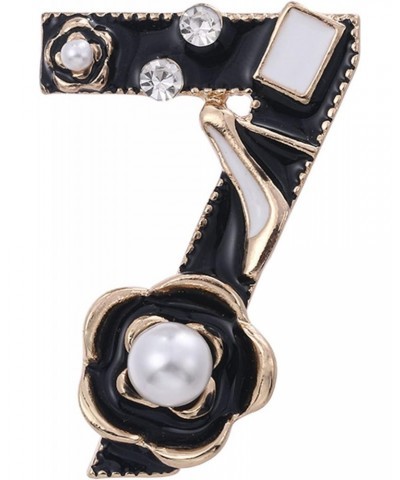 Unique Designed Imitation Pearl Rhinestone Number 7 Brooches Pins Lucky Charms For Women $8.99 Brooches & Pins