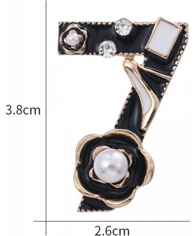 Unique Designed Imitation Pearl Rhinestone Number 7 Brooches Pins Lucky Charms For Women $8.99 Brooches & Pins