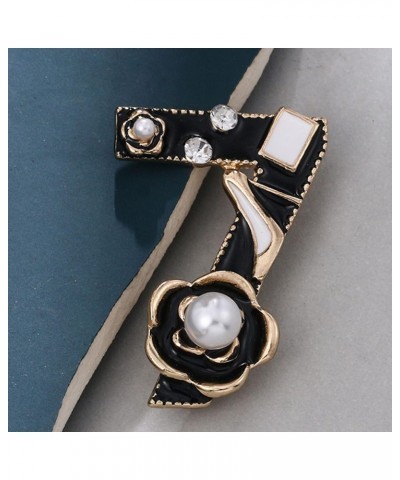 Unique Designed Imitation Pearl Rhinestone Number 7 Brooches Pins Lucky Charms For Women $8.99 Brooches & Pins