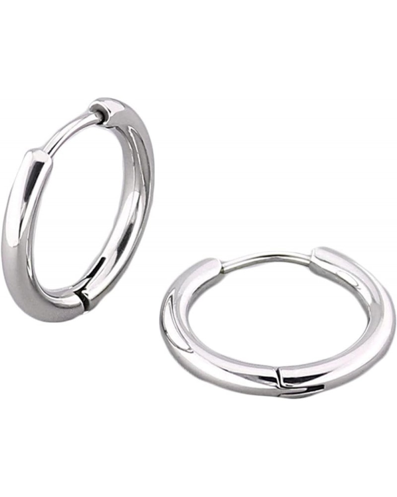 Men Women Silver/Black/Gold Earrings Set,Circle Mens Women Earring Stainless Steel Silver-2.5x14MM $11.69 Earrings