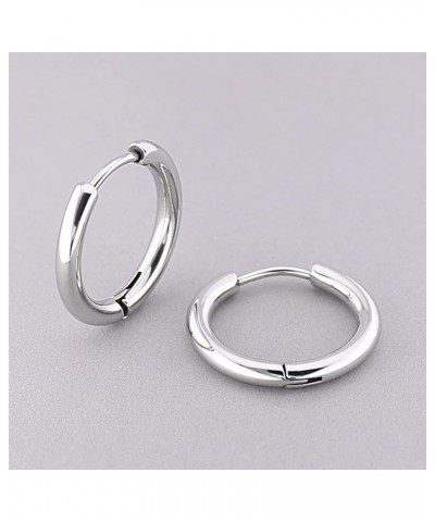 Men Women Silver/Black/Gold Earrings Set,Circle Mens Women Earring Stainless Steel Silver-2.5x14MM $11.69 Earrings