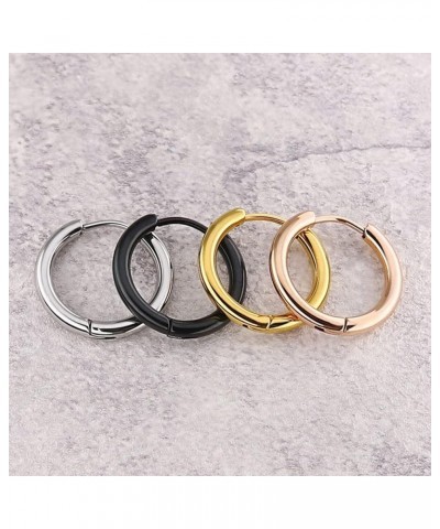 Men Women Silver/Black/Gold Earrings Set,Circle Mens Women Earring Stainless Steel Silver-2.5x14MM $11.69 Earrings