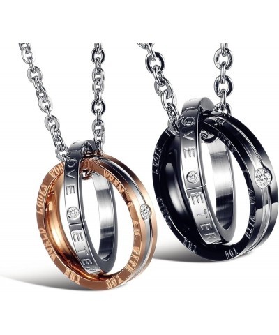 His & Hers Matching Set Titanium Stainless Steel Couple Pendant Necklace Korean Love Style with a Lucky Bean Eternal Love $11...