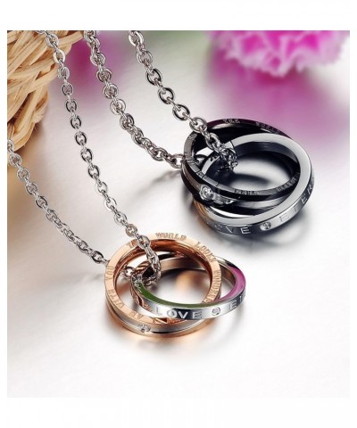 His & Hers Matching Set Titanium Stainless Steel Couple Pendant Necklace Korean Love Style with a Lucky Bean Eternal Love $11...