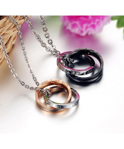 His & Hers Matching Set Titanium Stainless Steel Couple Pendant Necklace Korean Love Style with a Lucky Bean Eternal Love $11...