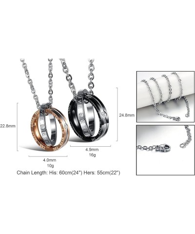 His & Hers Matching Set Titanium Stainless Steel Couple Pendant Necklace Korean Love Style with a Lucky Bean Eternal Love $11...