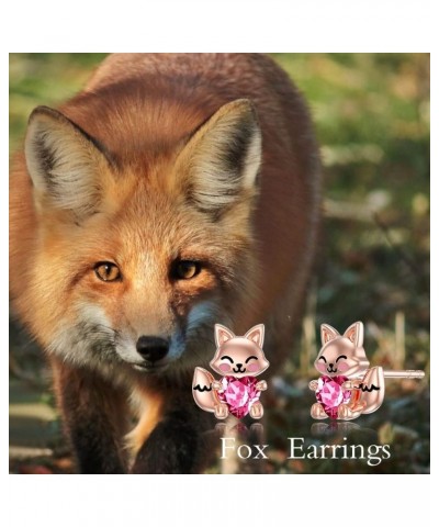 Fox Earrings for Women 925 Sterling Silver Cute Fox Holding Heart Stud Earrings July $18.55 Earrings