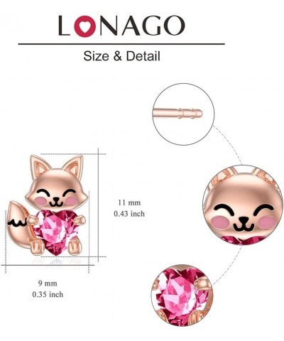 Fox Earrings for Women 925 Sterling Silver Cute Fox Holding Heart Stud Earrings July $18.55 Earrings