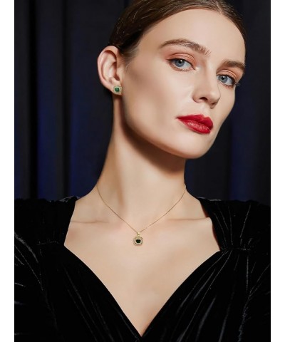 Square Cubic Zirconia Bridesmaid Necklace Earrings Jewelry Set for Women Wedding Daily Birthday Gift emerald $10.43 Jewelry Sets