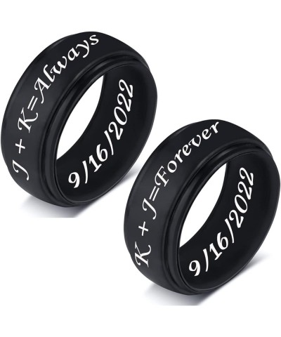 SHNIAN Silicone Rings His and Hers Sun and Moon Matching Rings Couples Rings Comfortable Fit Custom Engraved Wedding Engageme...