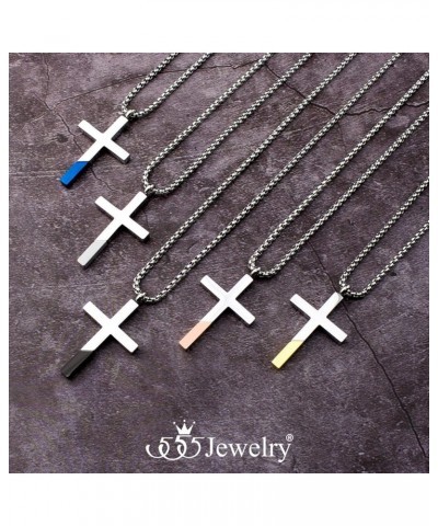 Cross Necklace for Men Women, Stainless Steel Pendant with 16-24” Chain Silver / Blue 16.0 Inches $12.53 Necklaces