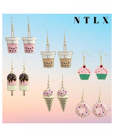 Cute Novelty Dessert Drop Dangle Earrings for Women – Ice Cream, Ice Cream Cone, Doughnut, Boba Bubble Tea, Cupcake – For Foo...