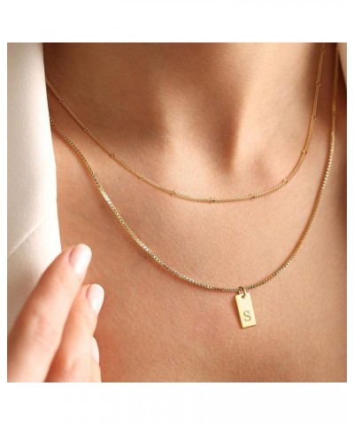 Dainty Gold Initial Necklaces for Women Girls | Trendy Tag Layered Letter Necklace 14K Gold Plated Gift Jewelry Gift Card S $...