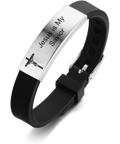 Christian Jesus is My Savior Cuff Bracelets for Men Women,Stainless Steel Adjust Silicone Christ Jesus Wristband Religious Go...