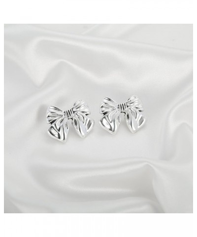 Gold And Silver Bow Earrings For Women Antique Silver $9.00 Earrings