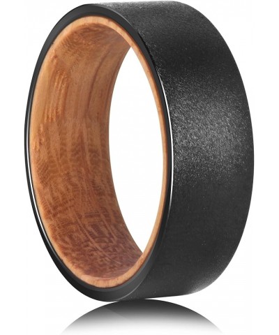 Tungsten Rings for Men Womens 8mm Black Silver Fashion Promise Wedding Band Carbide Inner Hole Inlaid Whiskey Barrel Wood Cha...