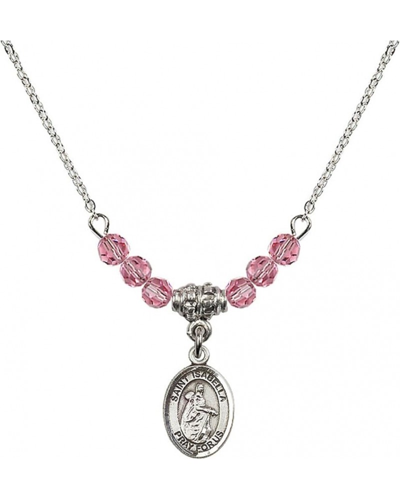 October Birth Month Bead Necklace with Catholic Patron Saint Petite Charm, 18 Inch Saint Isabella of Portugal $44.05 Necklaces