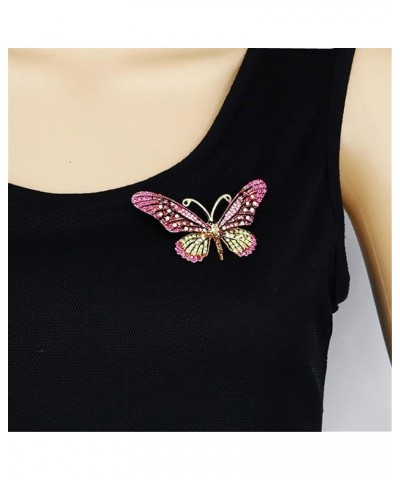 Guoshang Women Large Colorful Butterfly Shaped Brooch Pin Rhinestone Crystal Butterfly Lapel Pin for Coats Jackets Sweaters A...