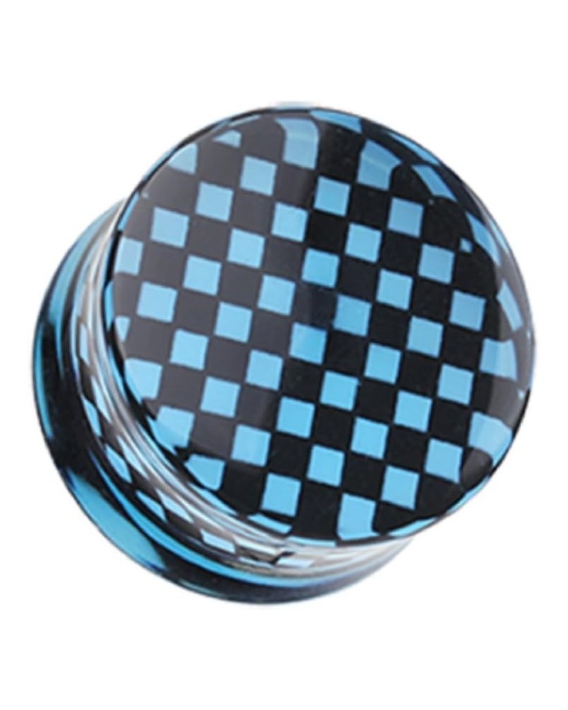 Classic Checker Inlay Double Flared Ear Gauge Plug (Sold by Pair) 00 GA, Blue $13.19 Body Jewelry