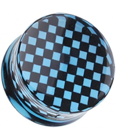 Classic Checker Inlay Double Flared Ear Gauge Plug (Sold by Pair) 00 GA, Blue $13.19 Body Jewelry