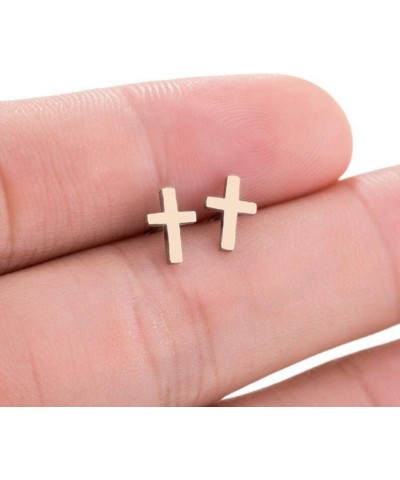 Minimalist Tiny Cross Stud Earrings for Women Girls Stainless Steel Silver Gold Plated Hypoallergenic Simple Fashion Small Fa...