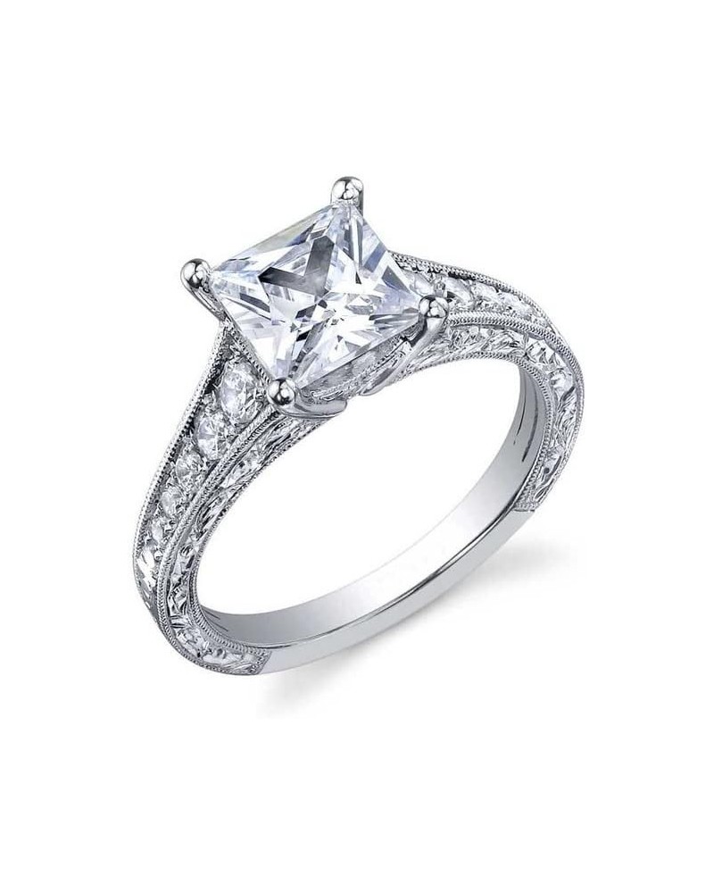 Princess Cut Engagement Rings for Women with 1-1/4 Carat(ctw) Moissanite Wedding Anniversary Rings 925 Sterling Silver 10K 14...