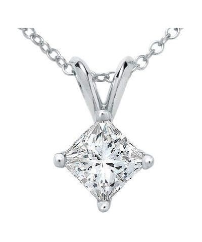 Princess Cut Diamond Solitaire Pendant in White & Yellow Gold White Gold 0.3 carats $150.14 Necklaces