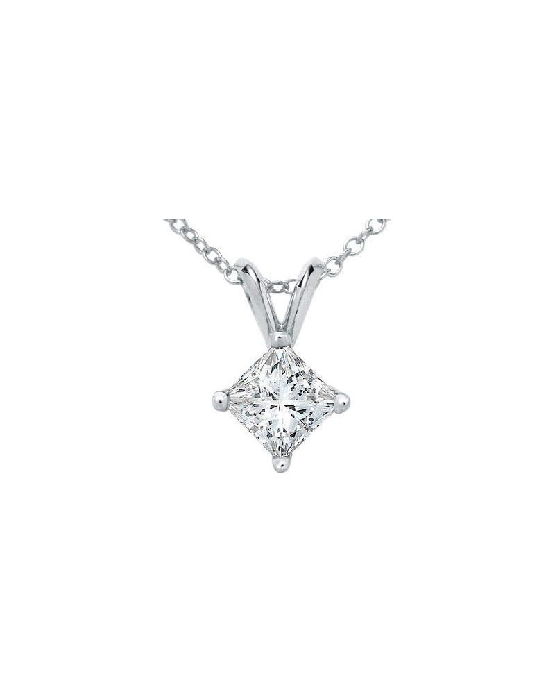 Princess Cut Diamond Solitaire Pendant in White & Yellow Gold White Gold 0.3 carats $150.14 Necklaces