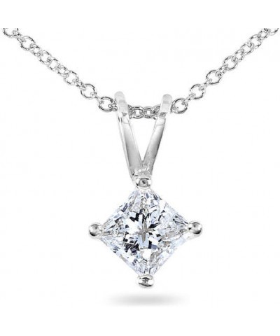 Princess Cut Diamond Solitaire Pendant in White & Yellow Gold White Gold 0.3 carats $150.14 Necklaces